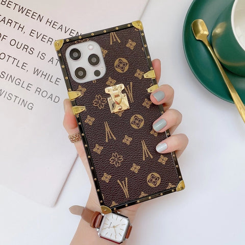 Fashion Square Leather Phone Case For iPhone For Samsung