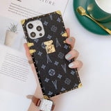 Fashion Square Leather Phone Case For iPhone For Samsung