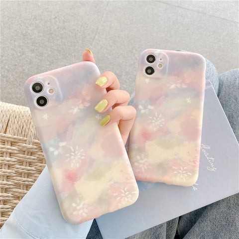 Cute Fashion Water Print Pink Fireworks Phone Case For iPhone