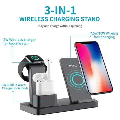 3 in 1 Wireless Station Charging Charger Dock Stand Phone