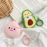 For AirPods Cute 3D Fruit Cartoon Case Bag Silicone Phone