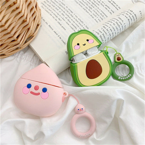 For AirPods Cute 3D Fruit Cartoon Case Bag Silicone Phone