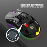 Wireless Mouse Adjustable RGB Backlit Honeycomb USB Mouse