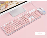 Gaming Keyboard and Mouse Wired Mechanical Keyboard Retro Round