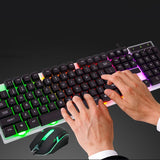 Computer Glowing Keyboard Mouse Set Device Wired Mouse