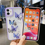 Gorgeous Clear Glitter Epoxy Butterfly Shockproof Phone Case For iPhone