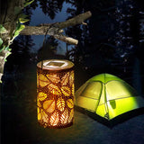 Retro Solar Lantern Lights Outdoor Garden Metal Leaf  Lamp