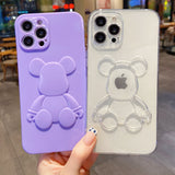 Cute Bear Transparent Silicone Phone Case for IPhone Back Cover