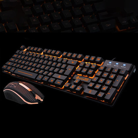 USB Glowing Floating Keycap Gaming Keyboard and Mouse Set PC