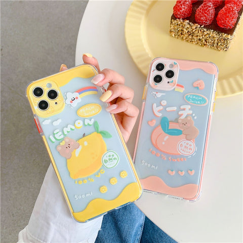 Japanese art Sweet fruit bear kawaii Phone Case For iPhone