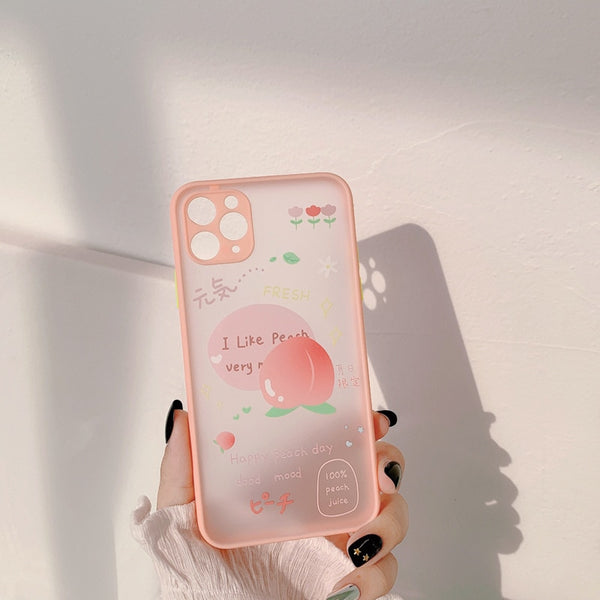 Kawaii Japanese Drink Fruit Peach Clear Phone Case For iPhone