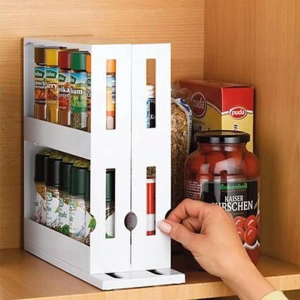 Kitchen Spice Rack Multi-Function Rotating Storage Shelf Cabinet Cupboard