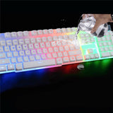 LED Backlight  Rainbow Glowing Gaming Keyboard Mouse Set Glowing  PC