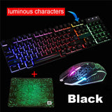 LED Backlight  Rainbow Glowing Gaming Keyboard Mouse Set Glowing  PC