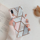 Plating Geometric Marble Phone Case For Huawei