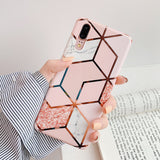 Plating Geometric Marble Phone Case For Huawei