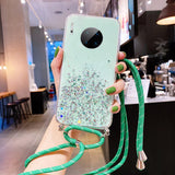 Bling Glitter Lanyard Silicone Phone Case For Huawei