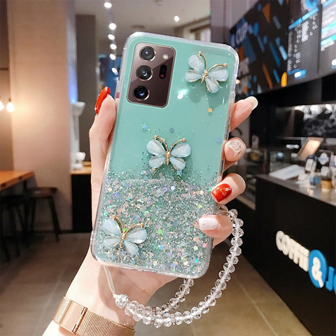Bling Glitter Lanyard Silicone Phone Case for Samsung