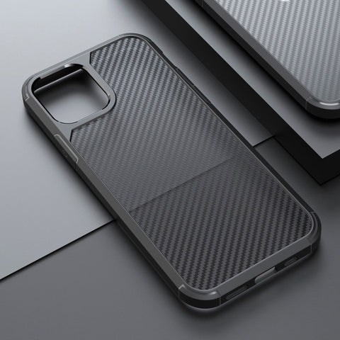 Luxury Carbon Fiber Shockproof Case for iPhone Bumper Transparent Armor Cover