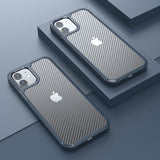 Luxury Carbon Fiber Shockproof Case for iPhone Bumper Transparent Armor Cover