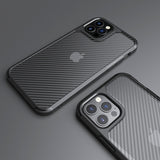 Luxury Carbon Fiber Shockproof Case for iPhone Bumper Transparent Armor Cover