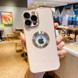 Luxury Electroplate CD Pattern Case for IPhone Hole TPU Glass Lens Film Cover