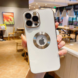 Luxury Electroplate CD Pattern Case for IPhone Hole TPU Glass Lens Film Cover