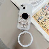 Luxury Hand Ring Loop Soft TPU Case for IPhone Cute Astronaut Folding Stand Holder