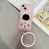 Luxury Hand Ring Loop Soft TPU Case for IPhone Cute Astronaut Folding Stand Holder