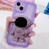 Luxury Hand Ring Loop Soft TPU Case for IPhone Cute Astronaut Folding Stand Holder