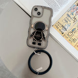 Luxury Hand Ring Loop Soft TPU Case for IPhone Cute Astronaut Folding Stand Holder