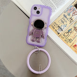 Luxury Hand Ring Loop Soft TPU Case for IPhone Cute Astronaut Folding Stand Holder