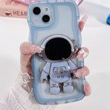 Luxury Hand Ring Loop Soft TPU Case for IPhone Cute Astronaut Folding Stand Holder