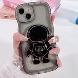 Luxury Hand Ring Loop Soft TPU Case for IPhone Cute Astronaut Folding Stand Holder