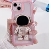 Luxury Hand Ring Loop Soft TPU Case for IPhone Cute Astronaut Folding Stand Holder