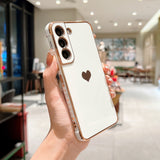 Luxury Plating Case for Samsung Galaxy S22 Ultra Heart Side Pattern Phone Cover