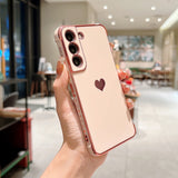 Luxury Plating Case for Samsung Galaxy S22 Ultra Heart Side Pattern Phone Cover