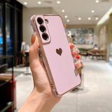 Luxury Plating Case for Samsung Galaxy S22 Ultra Heart Side Pattern Phone Cover