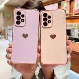 Luxury Plating Case for Samsung Galaxy S22 Ultra Heart Side Pattern Phone Cover