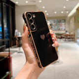 Luxury Plating Case for Samsung Galaxy S22 Ultra Heart Side Pattern Phone Cover