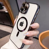 Luxury Plating Clear Magnetic Wireless Charge Case IPhone Soft Silicone Cover