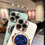 Luxury Star Astronaut Holder Phone Case For iPhone  Plating Soft Bumper