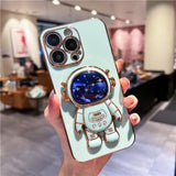 Luxury Star Astronaut Holder Phone Case For iPhone  Plating Soft Bumper