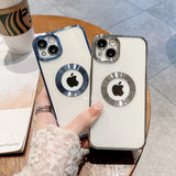 Luxury Transparent Plating Hole Case for IPhone Camera Protector Cover