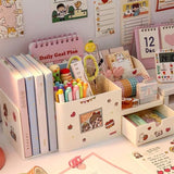 Multifunctional Desktop Organizer Pen Holder Books Stand