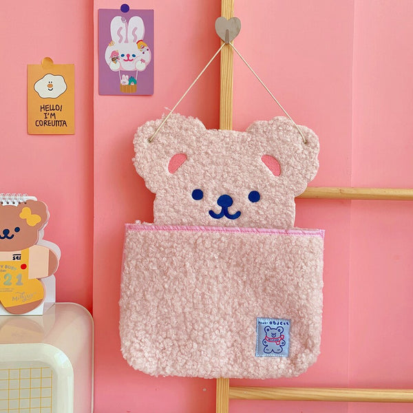 Cute Bear Wall Mounted Storage Notebook Pens Desktop Organizer