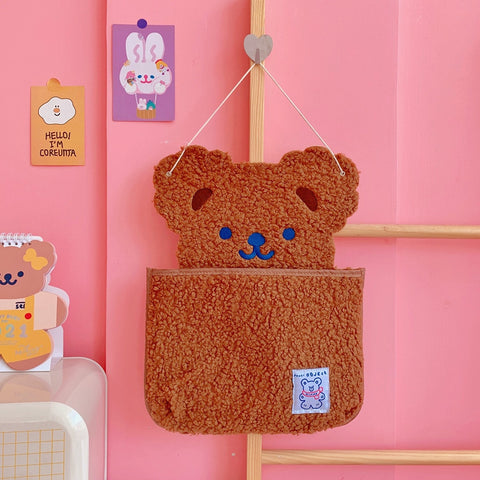 Cute Bear Wall Mounted Storage Notebook Pens Desktop Organizer