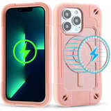 Magnetic Wireless Charging Armor Phone Case for IPhone Shockproof Bumper Hard Cover