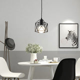 Modern LED Pendant Light Iron Gold Black Minimalist Metal Cage Lamp