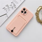 New Candy Color Wallet Card Case for IPhone  Soft Silicone Shockproof Cover Coque